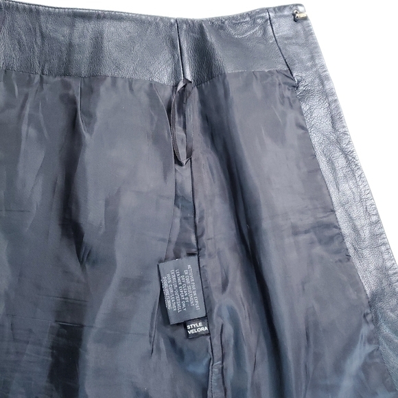 Bod & Christensen Genuine Leather Asymmetrical Zip Mini Black Skirt - Picture 11 of 15